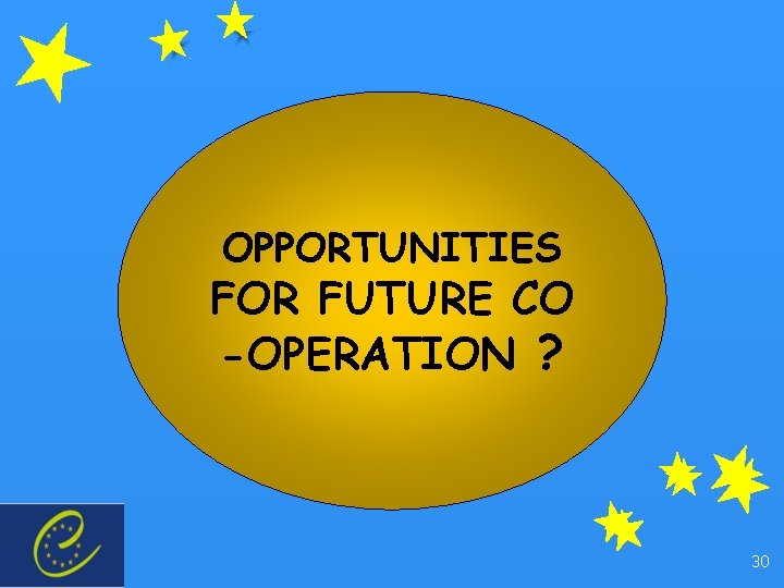 OPPORTUNITIES FOR FUTURE CO -OPERATION ? 30 