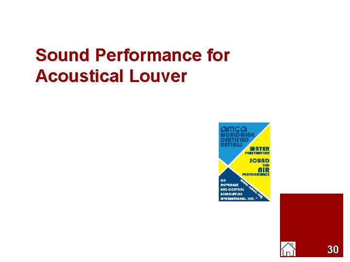 Sound Performance for Acoustical Louver 30 