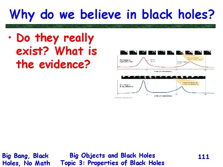 Why do we believe in black holes? • Do they really exist? What is