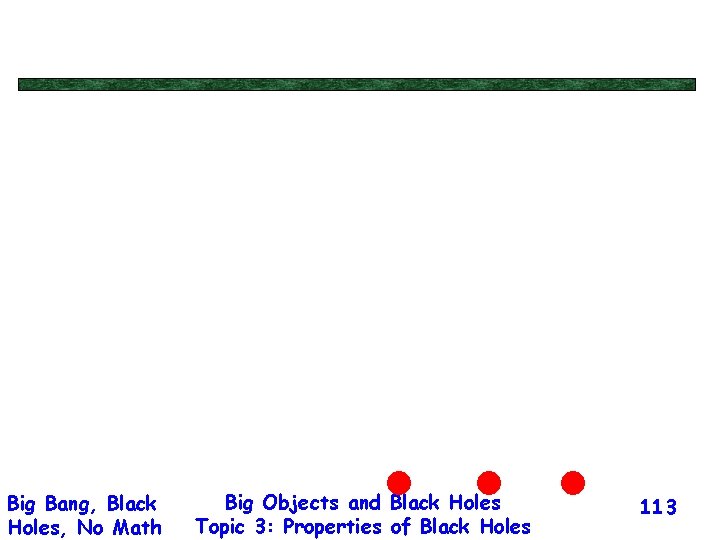 Big Bang, Black Holes, No Math Big Objects and Black Holes Topic 3: Properties