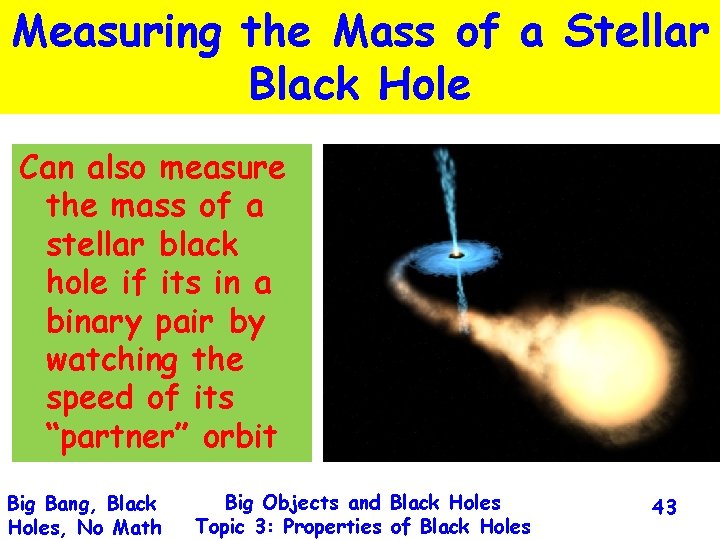 Measuring the Mass of a Stellar Black Hole Can also measure the mass of