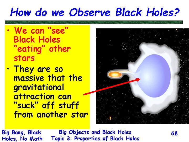 How do we Observe Black Holes? • We can “see” Black Holes “eating” other
