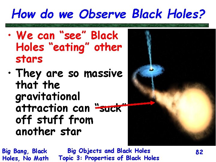 How do we Observe Black Holes? • We can “see” Black Holes “eating” other
