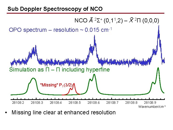 Sub Doppler Spectroscopy of NCO A 2Σ+ (0, 11, 2) – X 2Π (0,