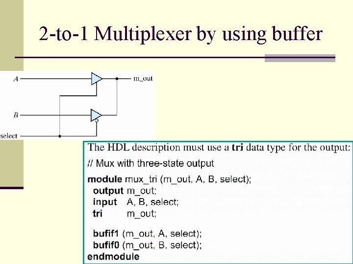 2 -to-1 Multiplexer by using buffer 2 -to-1 Multiplexer by using buffer