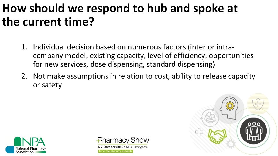 How should we respond to hub and spoke at the current time? 1. Individual