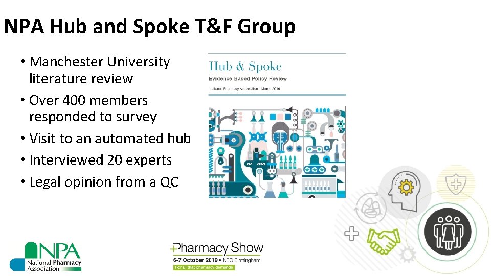 NPA Hub and Spoke T&F Group • Manchester University literature review • Over 400