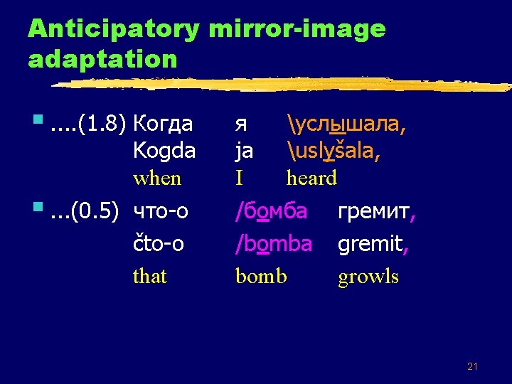 Anticipatory mirror-image adaptation §. . (1. 8) Когда Kogda when §. . . (0.