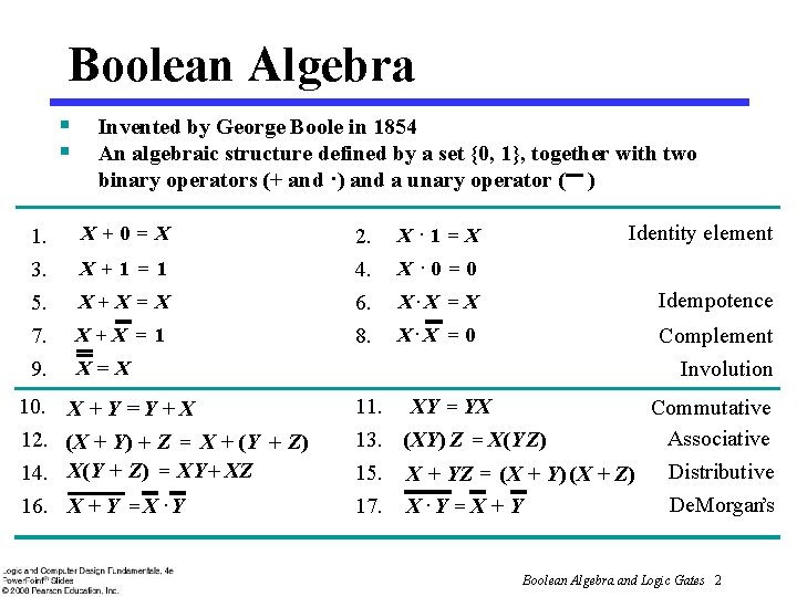 Boolean Algebra § § 1. 3. 5. 7. 9. Invented by George Boole in