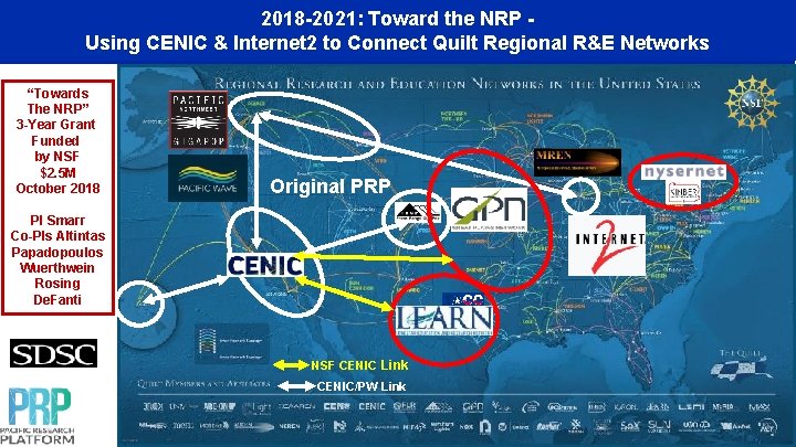 2018 -2021: Toward the NRP Using CENIC & Internet 2 to Connect Quilt Regional