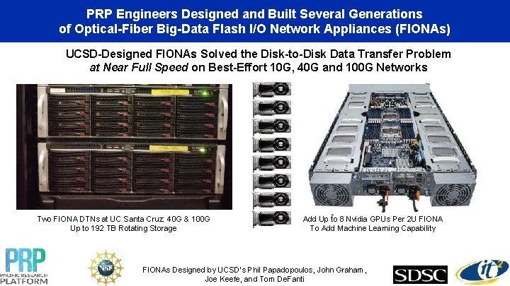PRP Engineers Designed and Built Several Generations of Optical-Fiber Big-Data Flash I/O Network Appliances