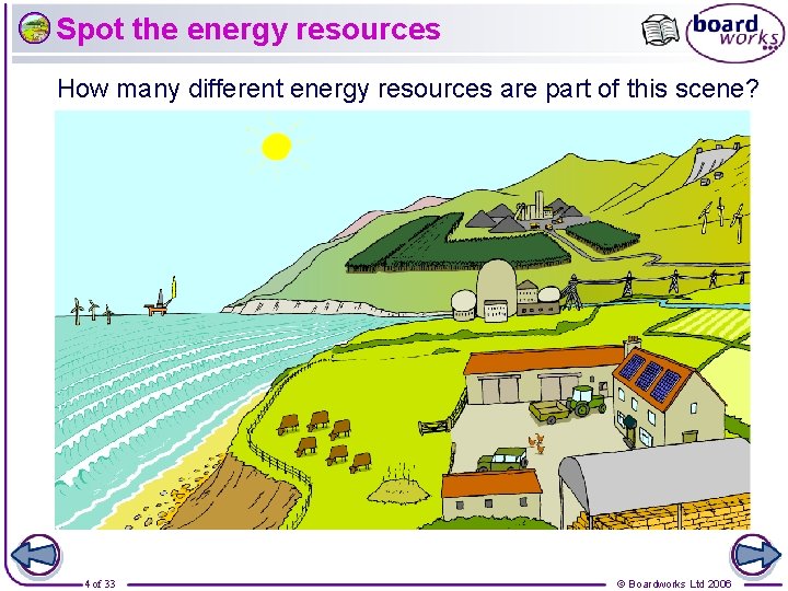 Spot the energy resources How many different energy resources are part of this scene?
