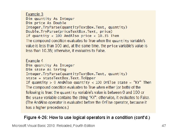 Figure 4 -26: How to use logical operators in a condition (cont'd. ) Microsoft