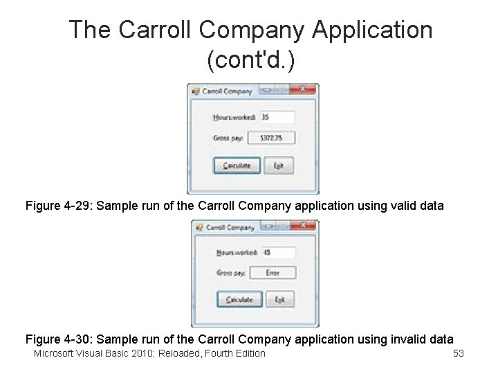 The Carroll Company Application (cont'd. ) Figure 4 -29: Sample run of the Carroll