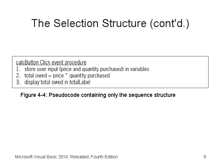 The Selection Structure (cont'd. ) Figure 4 -4: Pseudocode containing only the sequence structure