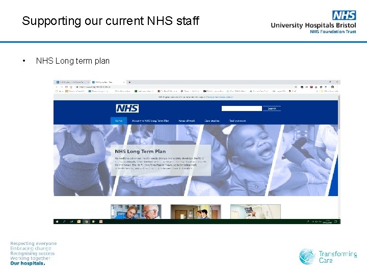 Supporting our current NHS staff • NHS Long term plan 