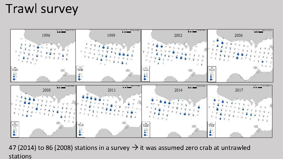 Trawl survey 1996 1999 2002 2006 2008 2011 2014 2017 47 (2014) to 86