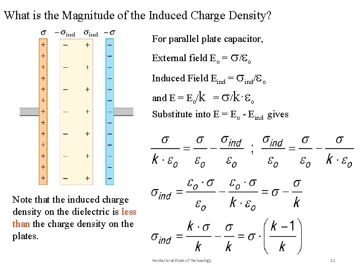 What is the Magnitude of the Induced Charge Density? For parallel plate capacitor, External