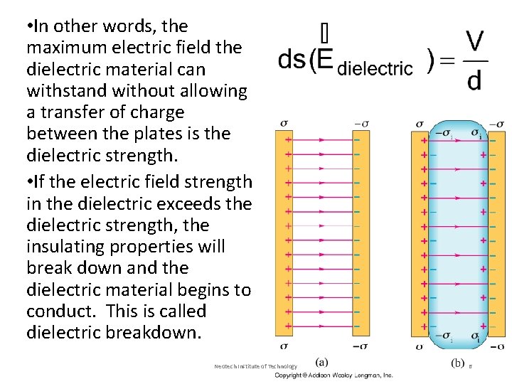 • In other words, the maximum electric field the dielectric material can withstand