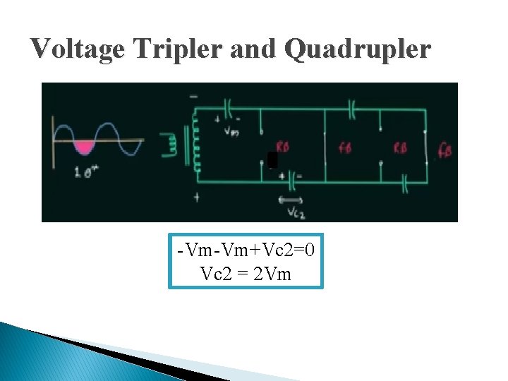 Voltage Tripler and Quadrupler -Vm-Vm+Vc 2=0 Vc 2 = 2 Vm 