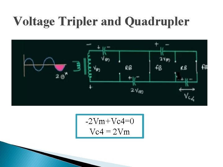 Voltage Tripler and Quadrupler -2 Vm+Vc 4=0 Vc 4 = 2 Vm 