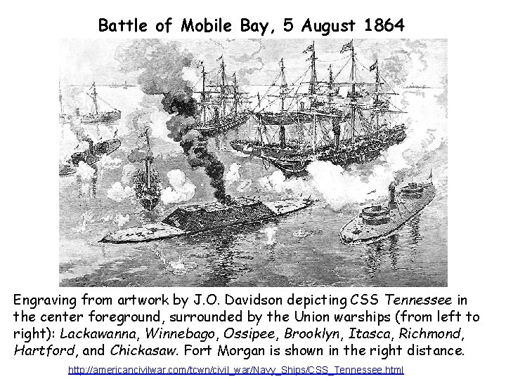 Battle of Mobile Bay, 5 August 1864 Engraving from artwork by J. O. Davidson
