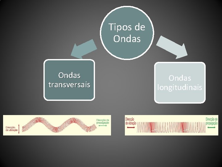 Tipos de Ondas transversais Ondas longitudinais 