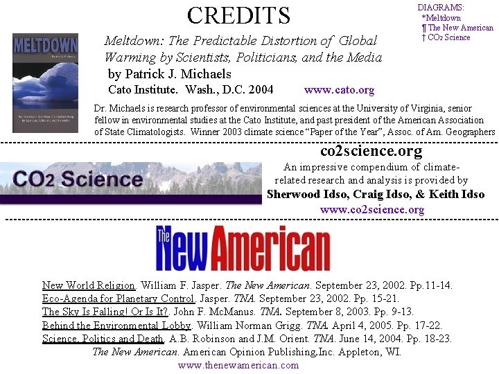 CREDITS Meltdown: The Predictable Distortion of Global Warming by Scientists, Politicians, and the Media