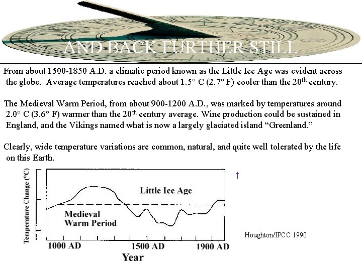 AND BACK FURTHER STILL From about 1500 -1850 A. D. a climatic period known