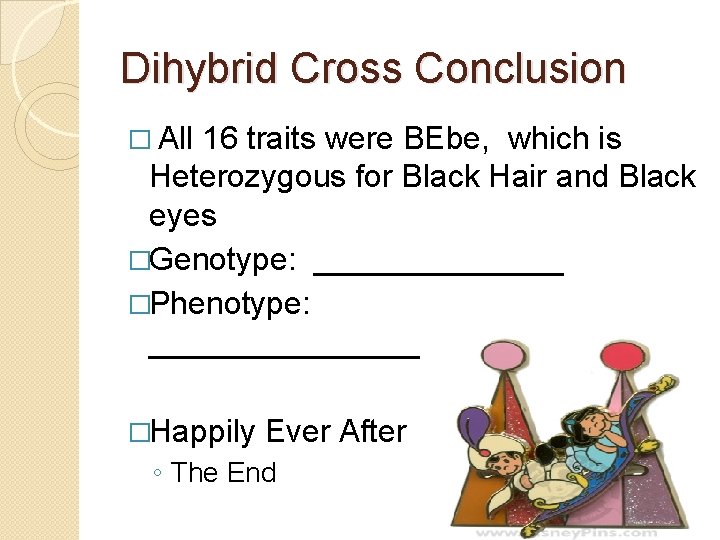 Dihybrid Cross Conclusion � All 16 traits were BEbe, which is Heterozygous for Black