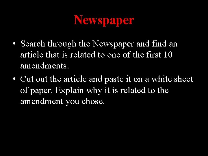 Newspaper • Search through the Newspaper and find an article that is related to
