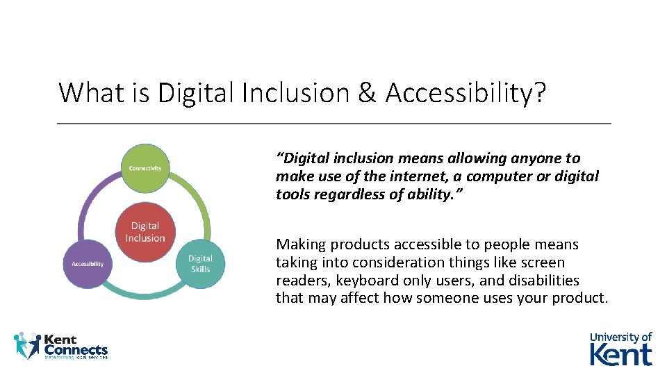 What is Digital Inclusion & Accessibility? “Digital inclusion means allowing anyone to make use
