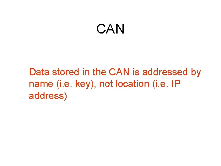 CAN Data stored in the CAN is addressed by name (i. e. key), not