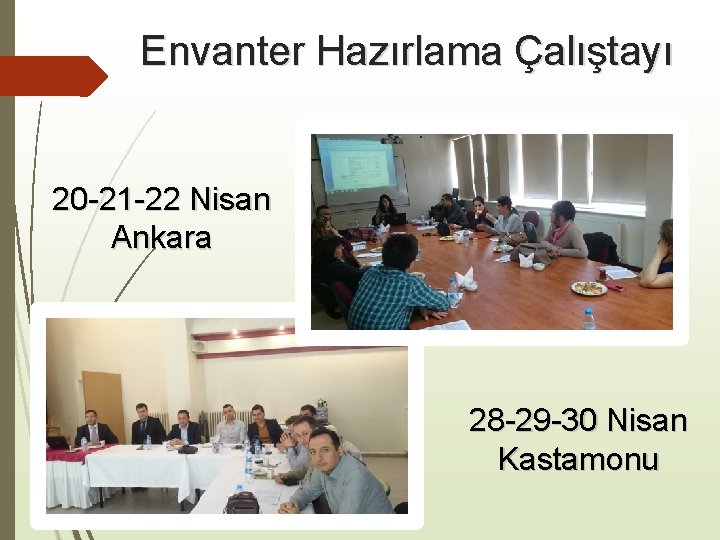 Envanter Hazırlama Çalıştayı 20 -21 -22 Nisan Ankara 28 -29 -30 Nisan Kastamonu 