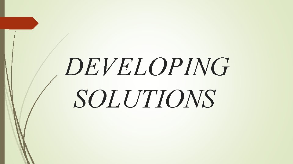 DEVELOPING SOLUTIONS 