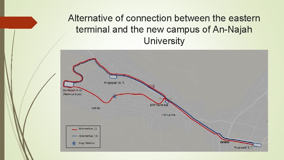 Alternative of connection between the eastern terminal and the new campus of An-Najah University