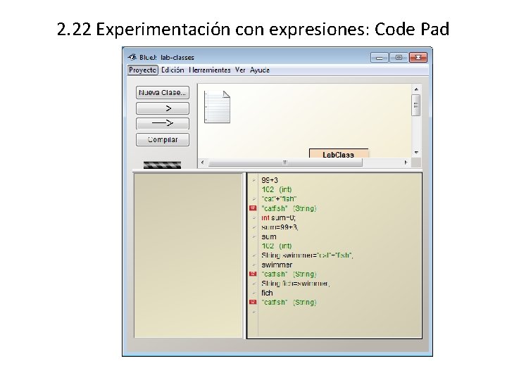 2. 22 Experimentación con expresiones: Code Pad 