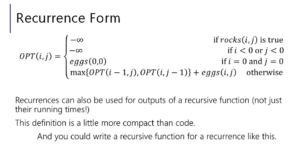 Recurrence Form 