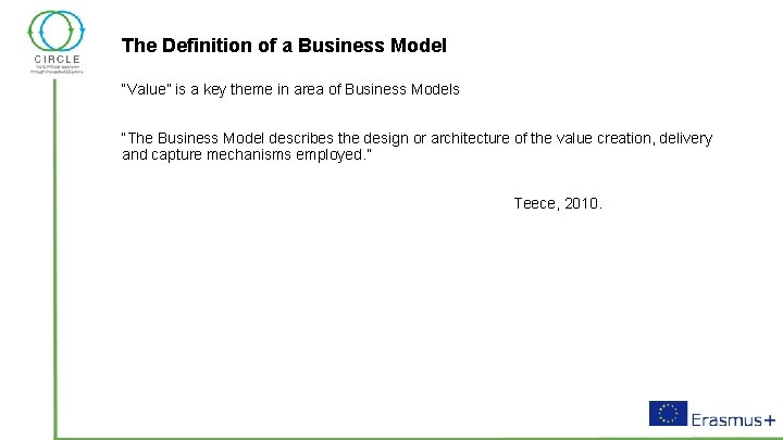 The Definition of a Business Model “Value” is a key theme in area of
