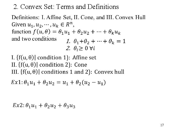 2. Convex Set: Terms and Definitions 17 