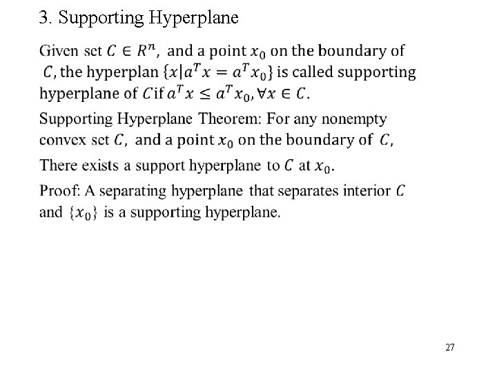 3. Supporting Hyperplane 27 