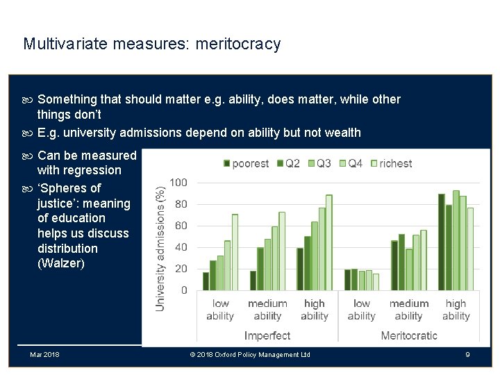 Multivariate measures: meritocracy Something that should matter e. g. ability, does matter, while other