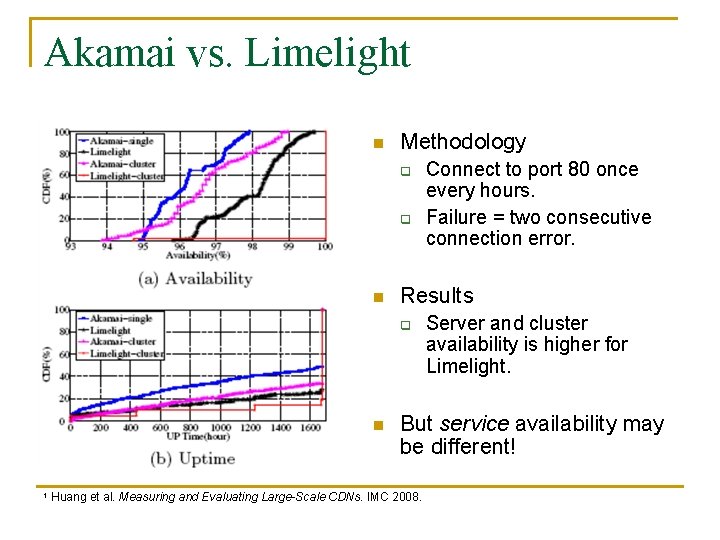 Akamai vs. Limelight n Methodology q q n Results q n 1 Connect to