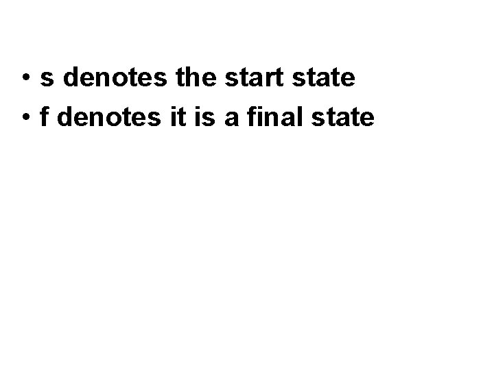  • s denotes the start state • f denotes it is a final