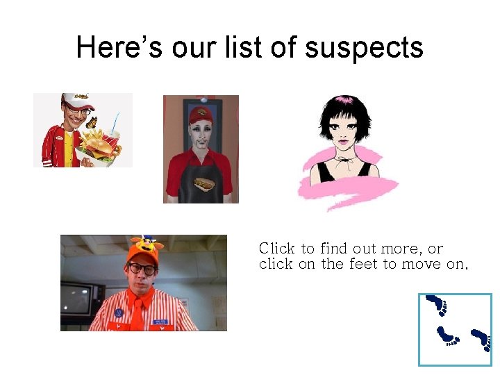 Here’s our list of suspects Click to find out more, or click on the