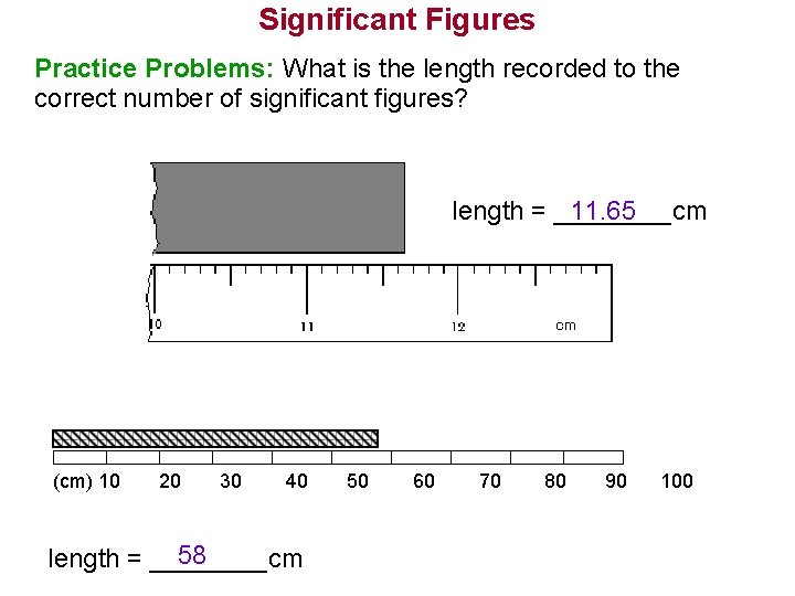 Significant Figures Practice Problems: What is the length recorded to the correct number of