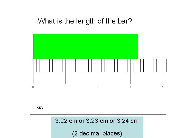 What is the length of the bar? 0 1 2 3 cm 3. 22