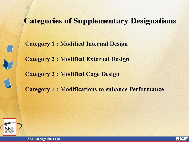 Categories of Supplementary Designations Category 1 : Modified Internal Design Category 2 : Modified