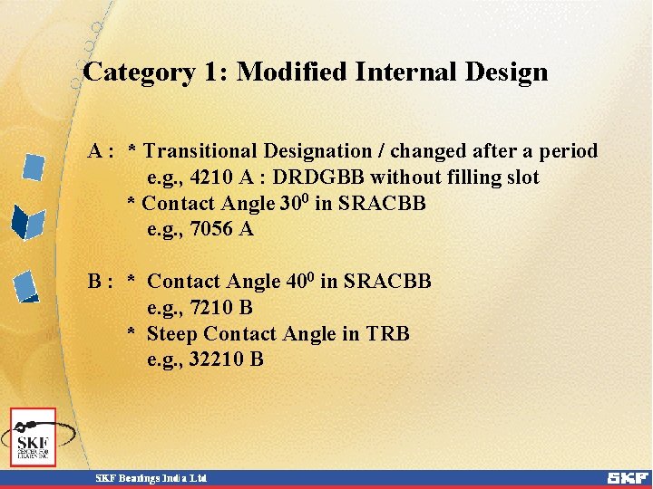 Category 1: Modified Internal Design A : * Transitional Designation / changed after a