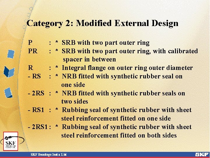 Category 2: Modified External Design P PR : * SRB with two part outer